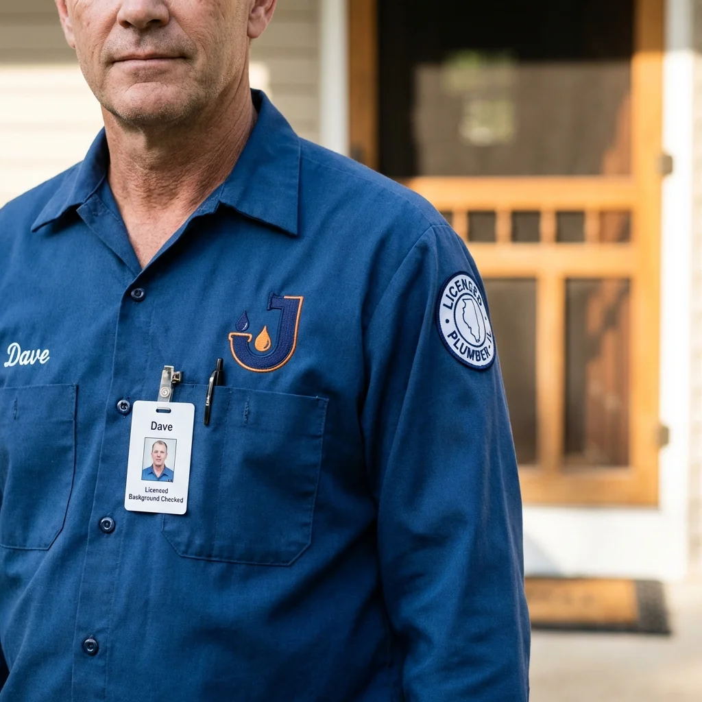 Licensed plumber showing ID badge in Folsom, CA