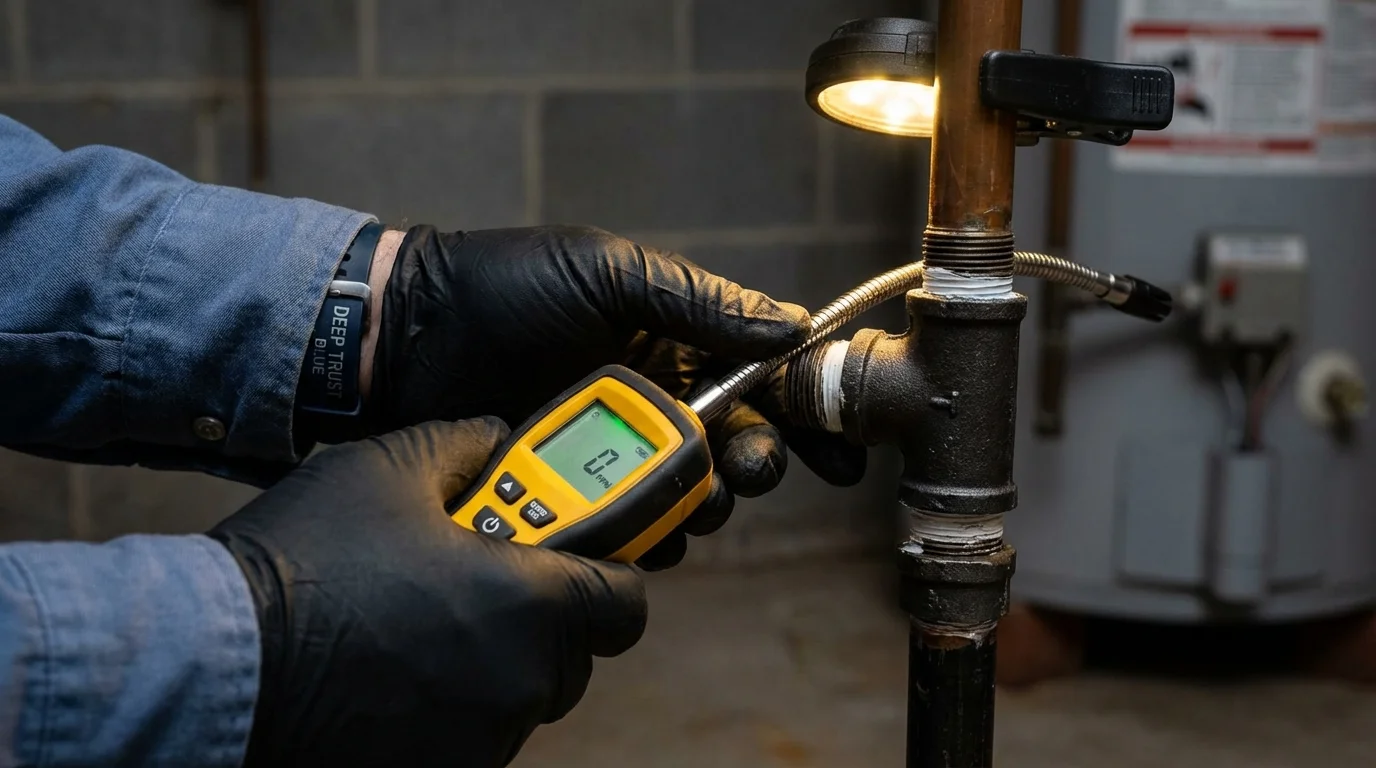 Gas leak detection with electronic sniffer by Johns Plumbing LLC in Folsom