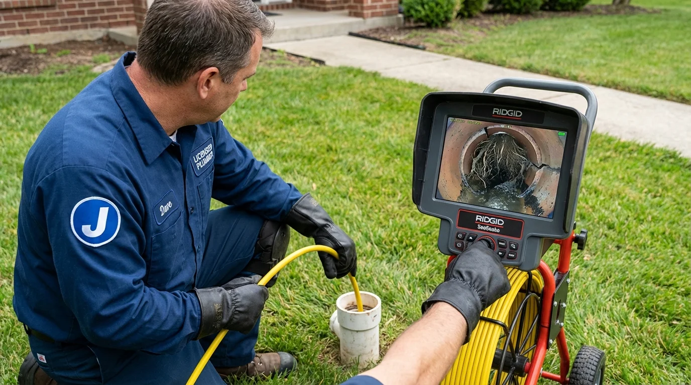 Sewer camera inspection being performed by Johns Plumbing LLC in Folsom